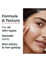 Eucerin serum formula card showing spread easily, non-sticky texture