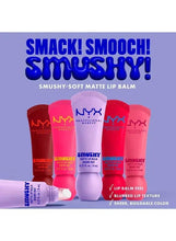 NYX Smushy Matte lip balm set of multiple tubes in different shades and caps.