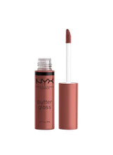 NYX Butter Gloss lip gloss and doe-foot applicator in Praline brown-nude