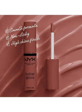 NYX Butter Gloss lip gloss with doe-foot applicator, Praline brown-nude