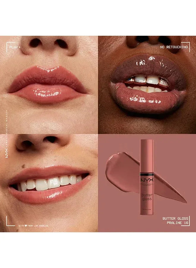 NYX Professional Makeup Butter Gloss – 16 Praline (8ml) - Mumzar