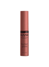 NYX Butter Gloss lip gloss tube in Praline brown-nude shade