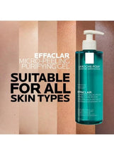 La Roche-Posay Effaclar micro-peeling purifying gel bottle with white pump, teal
