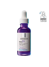 Mela B3 anti-dark spot serum bottle with white dropper, purple glass