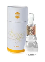 Ajmal musk silk perfume oil, 60 ml, white cylinder box and clear glass bottle
