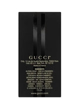 Black perfume box back with Gucci details and ingredients list
