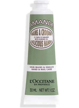 L'OCCITANE almond hand and nail care bottle, 30 ml, green pump dispenser