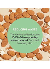 Hand and nail care reducing waste graphic with almond pieces