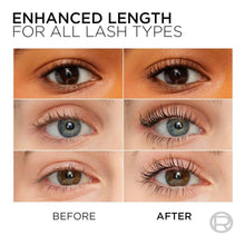 Mascara lash enhancement before-and-after panel collage