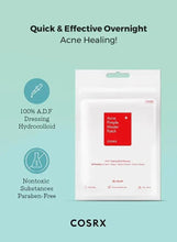 Hydrocolloid acne spot patch pouch with COSRX label and 24 patches, unfolded view
