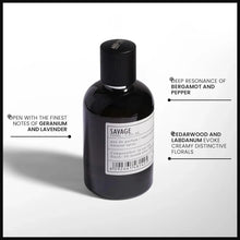 Men's eau de parfum bottle, black glass with label, black cap, 100 ml