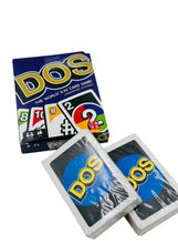 DOS card game playing cards set with blue box and scattered number cards