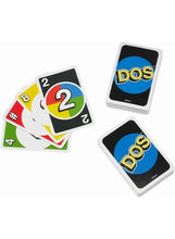 Playing cards with DOS logos and number cards 2, 4, and 8