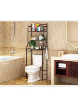 3-shelf corner storage organizer stand, black metal frame with open shelves, side view