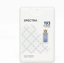 Men's eau de parfum 193 Al Malik front card, white design with blue bottle illustration