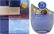 Perfume gift set with blue Rasasi Royale Blue bottle and matching 75 ml box