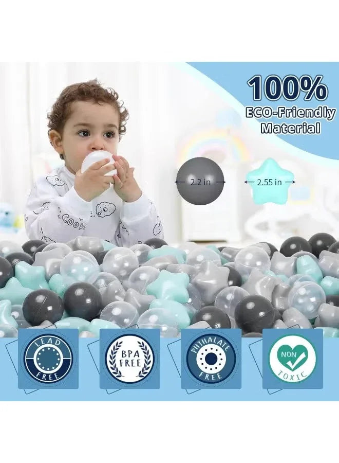 Pack Of 50 Thickened Five-Pointed Star Ocean Ball – Baby Chewable Wave Ball Pool Toy (5.5 cm, Mixed Colors) - Mumzar