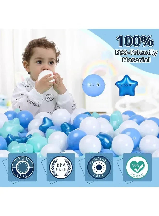 Pack Of 50 Thickened Five-Pointed Star Ocean Ball – Baby Chewable Wave Ball Pool Toy (5.5 cm, Mixed Colors) - Mumzar