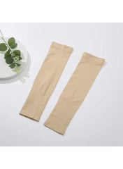 Ice Silk UV Protection Sleeves – Unisex Arm Sleeves for Summer, Outdoor Sports, Cycling, and Fishing (Beige & Pink) - Mumzar