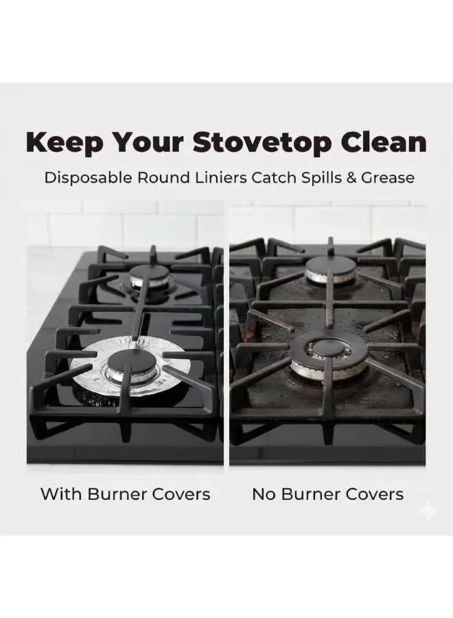 Pack of 4 Thickened Round Aluminum Foil Gas Stove Protective Mat – Heat Resistant Burner Covers - Mumzar