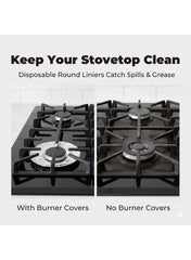 Pack of 4 Thickened Round Aluminum Foil Gas Stove Protective Mat – Heat Resistant Burner Covers - Mumzar