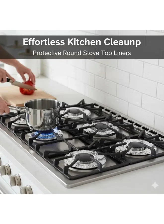 Pack of 4 Thickened Round Aluminum Foil Gas Stove Protective Mat – Heat Resistant Burner Covers - Mumzar