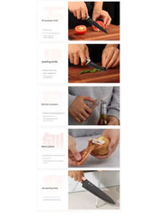 7-Piece Non-Stick Coated Kitchen Knife Set with Square Knife Block