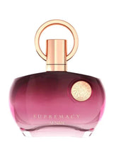 Purple perfume bottle with rose-gold cap ring and round gold seal