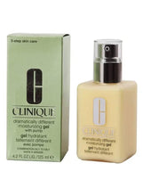 Face moisturizing gel box and pump bottle, pale yellow liquid, Clinique branding
