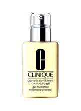 Face moisturizing gel pump bottle, pale yellow, silver cap, Clinique logo