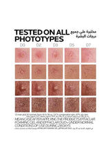 Skin phototype shade test chart with multiple swatch squares