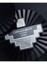 Perfume bottle label, black and silver Ornament with AFNAN name
