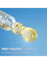 Serum dropper tip with gold-colored fluid and 'Pro-Youth complex' text
