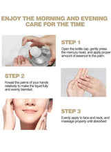 Hands dispensing and applying niacinamide serum to face and neck