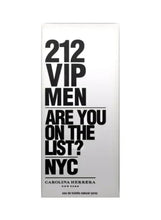 212 VIP men fragrance box, white with bold 'Are you on the list? NYC' text