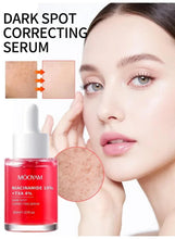 Dark spot correcting serum bottle with dropper in red glass