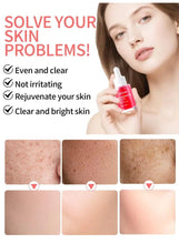 Dark spot correcting serum bottle with dropper and small skin swatch photos