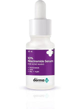 Niacinamide serum bottle with purple label, 10 ml dropper dispenser
