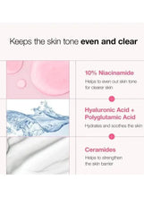 Skincare serum benefits panel with ingredient icons and color blocks