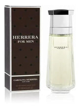 Men's eau de toilette spray set with glass bottle and Carolina Herrera box