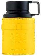 Yellow eau de parfum bottle with black handle cap and limited edition label
