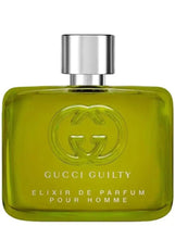 Green Gucci perfume bottle front with silver cap and embossed GG logo