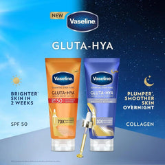 Vaseline Gluta-Hya SPF 50 and overnight Gluta-Hya lotions, two tubes