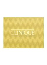 Perfume box with CLINIQUE logo on pale yellow patterned packaging