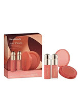 Cheek and lip trio gift set with box, three tubes, and blush compact