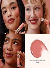 Cheek and lip trio tubes with gold caps, applied on lips and cheeks