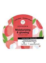 Sephora lychee moisturizing face mask packet with glowing hydration label