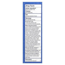 Drug Facts panel on acne foaming wash tube