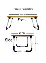 Foldable laptop desk dimensions: 60cm wide front, 40cm side, 27cm height