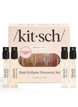Hair perfume discovery set with four sample vials in cream Kitsch box